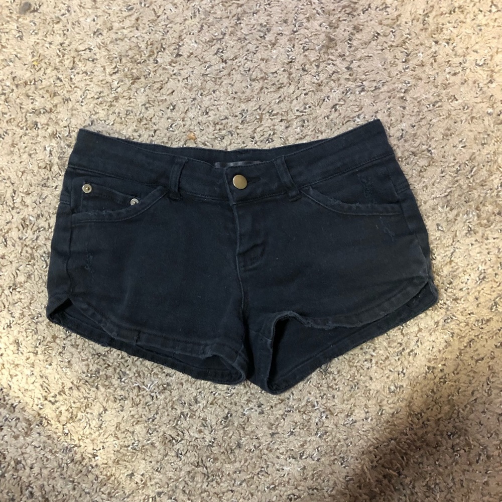 black denim shorts